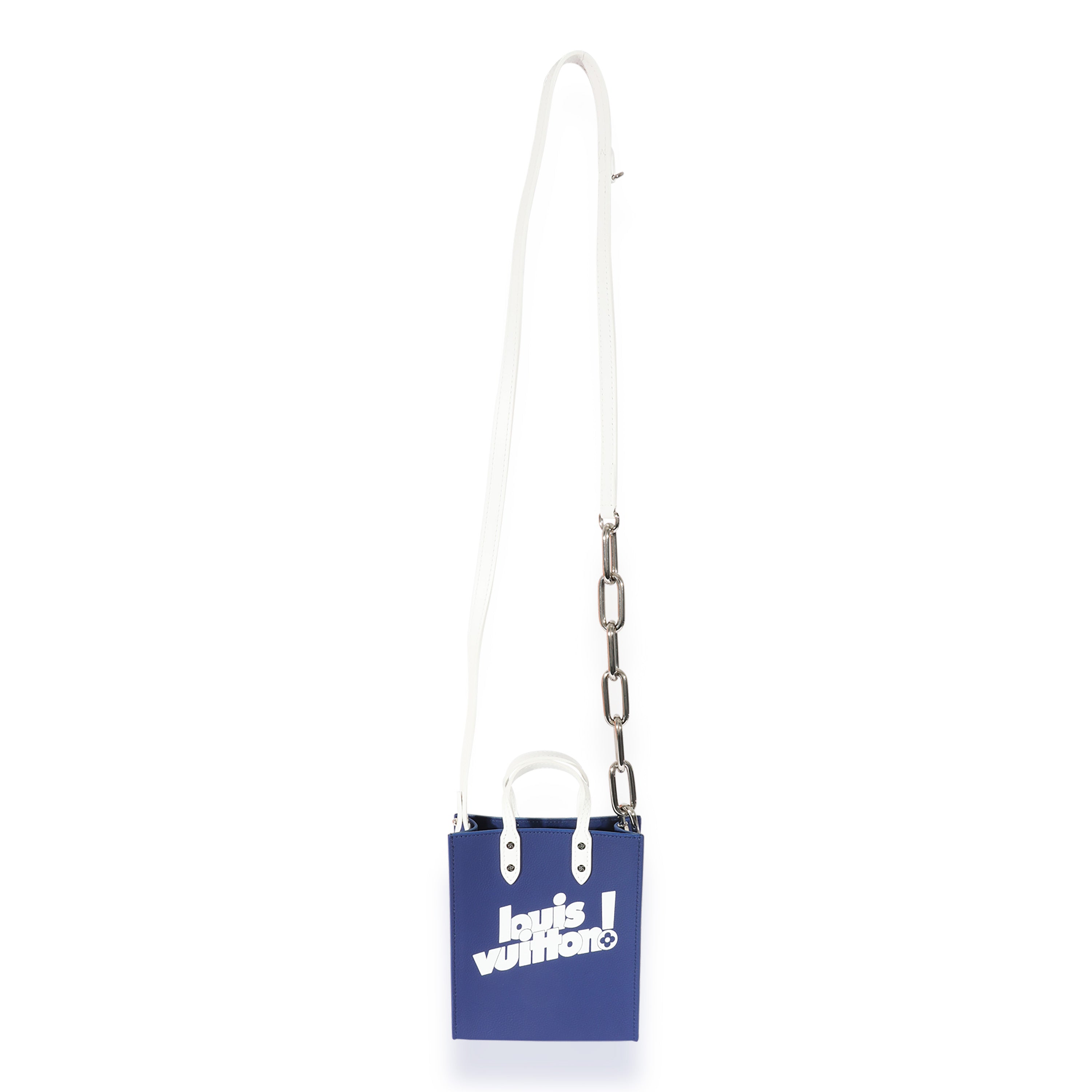 Louis Vuitton Louis Vuitton Blue & White Leather Everyday LV Sac Plat XS