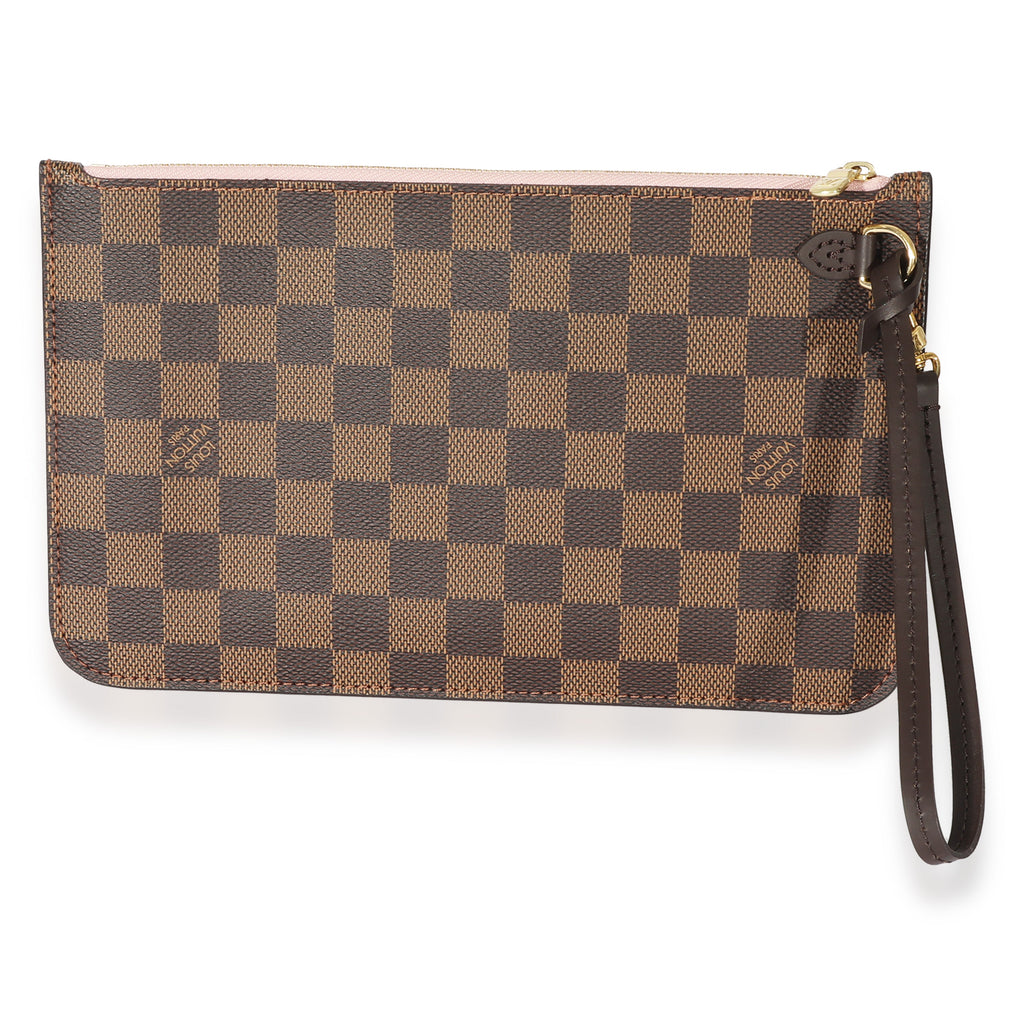 Louis Vuitton Louis Vuitton Damier Ebene Canvas Rose Ballerine Neverfull Pochette