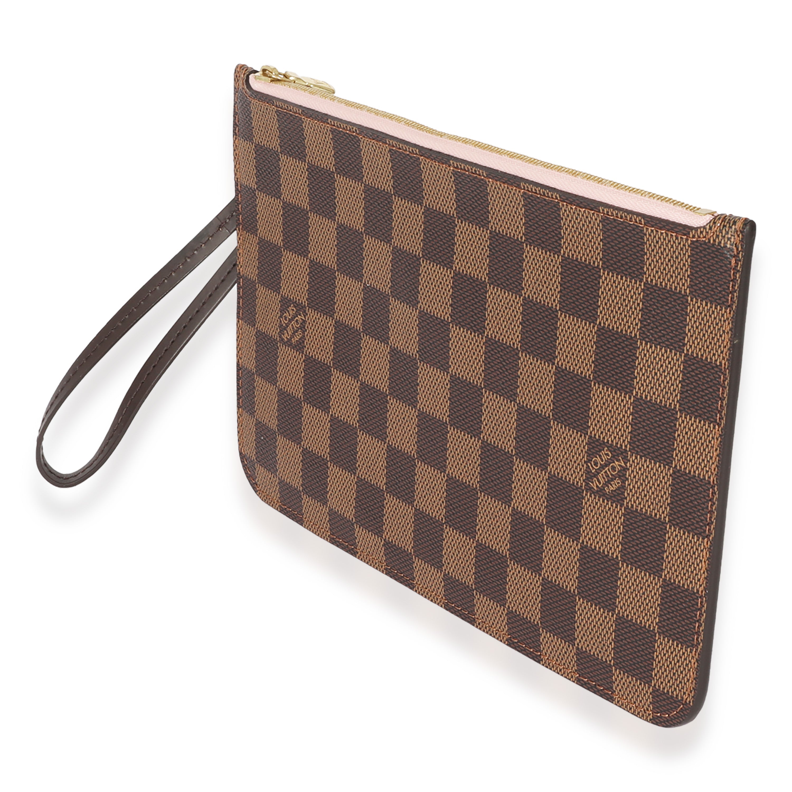 Louis Vuitton Louis Vuitton Damier Ebene Canvas Rose Ballerine Neverfull Pochette
