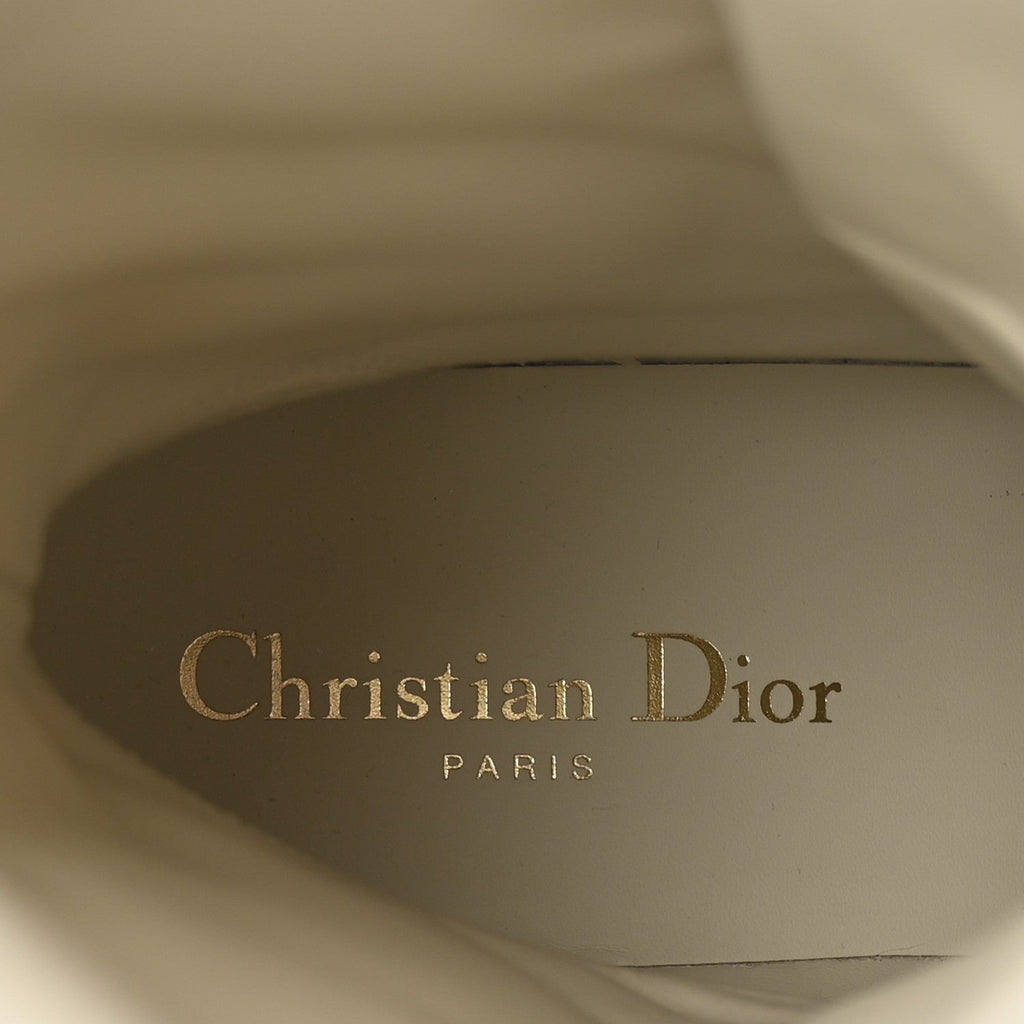 Christian Dior Calfskin Cannage D-Leader Ankle Boots 39.5 White