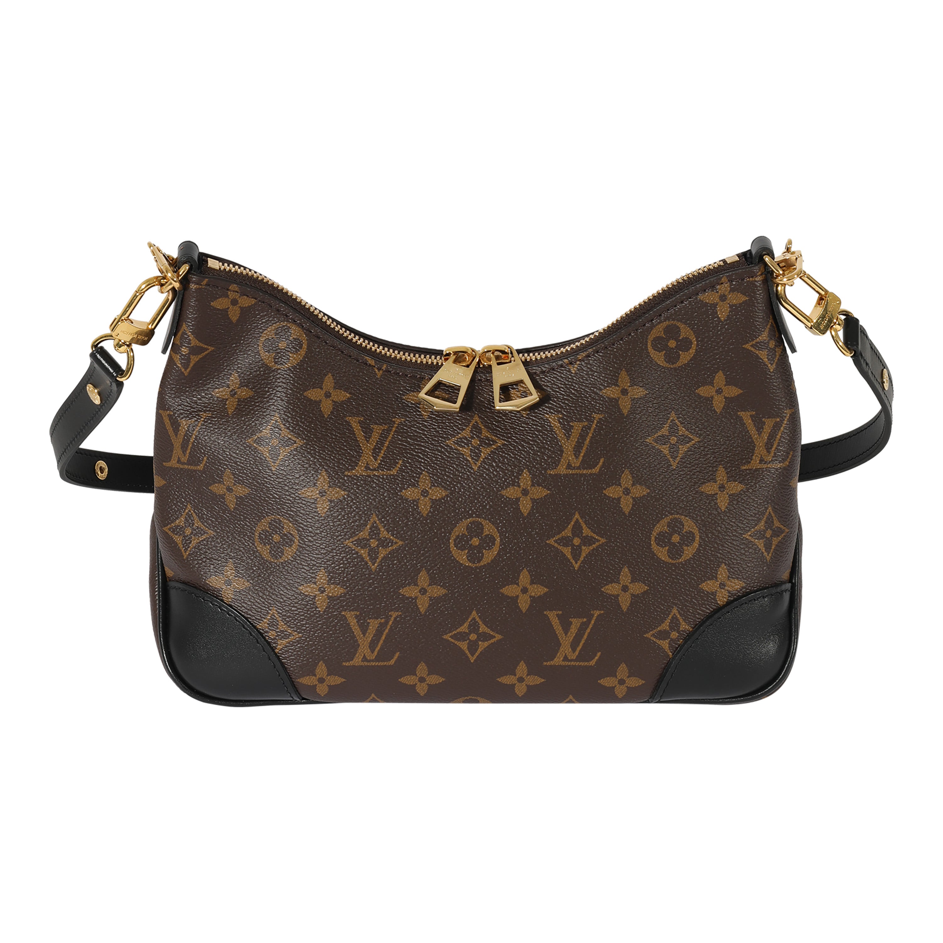 Louis Vuitton Louis Vuitton Black Leather & Monogram Canvas Boulogne NM