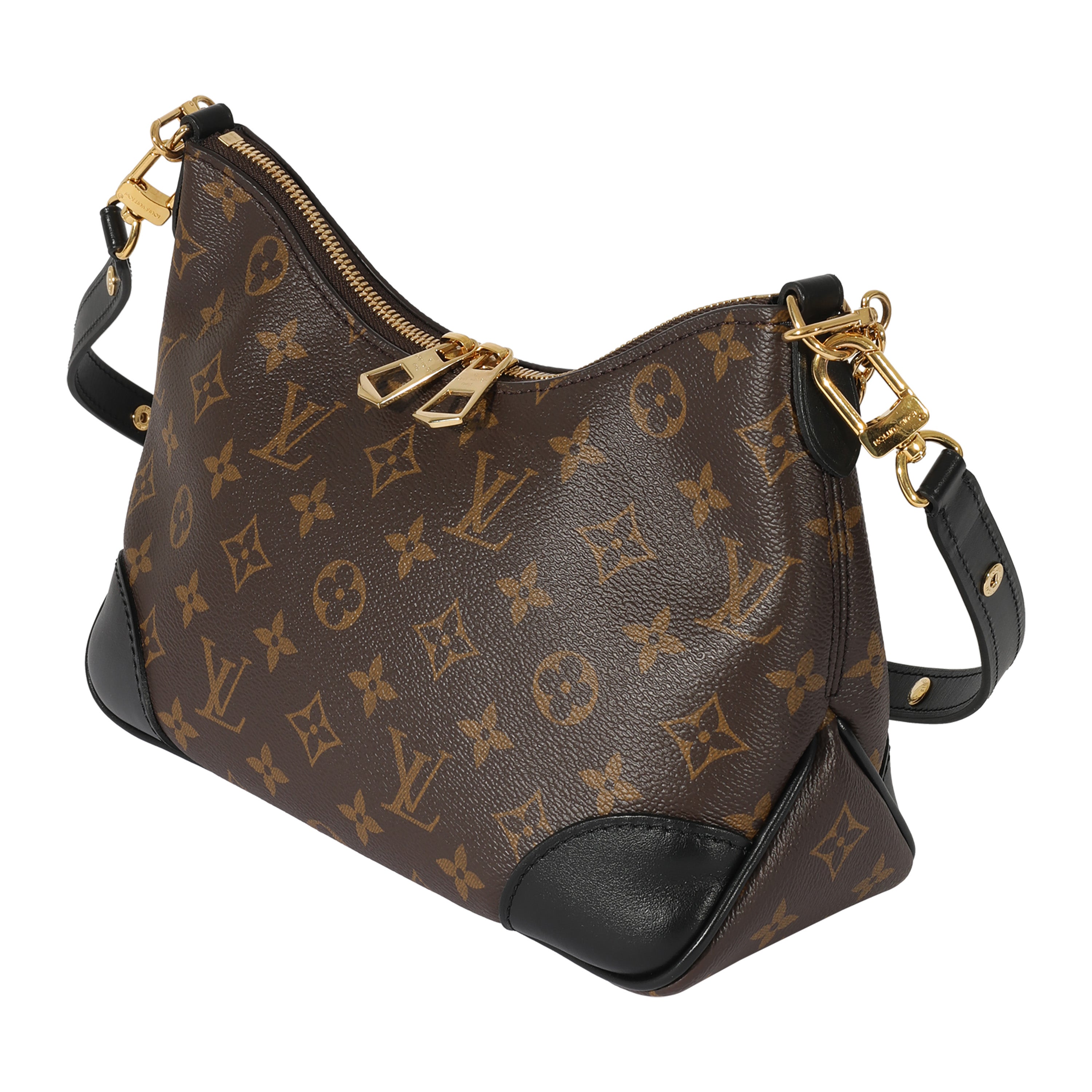 Louis Vuitton Louis Vuitton Black Leather & Monogram Canvas Boulogne NM