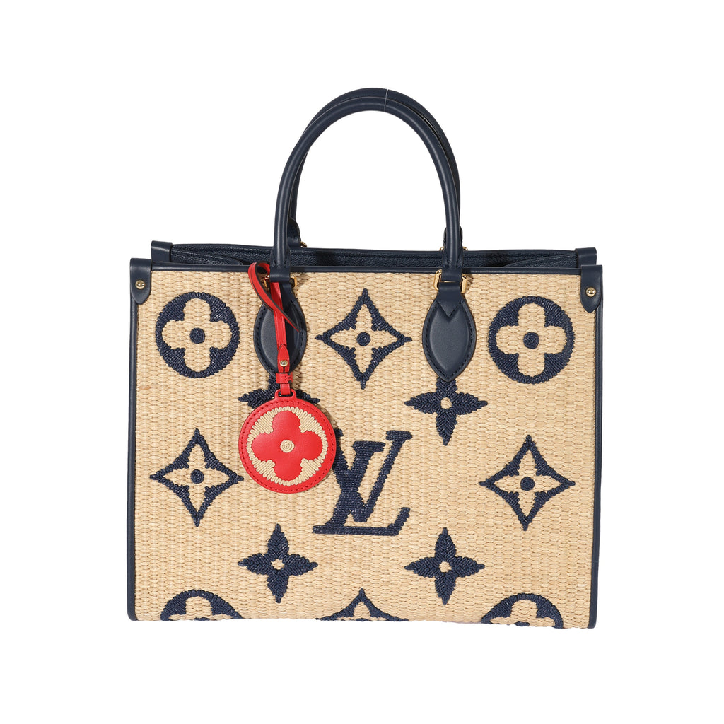 Louis Vuitton Louis Vuitton Blue Monogram Raffia Giant OnTheGo MM