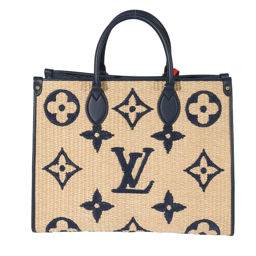 Louis Vuitton Louis Vuitton Blue Monogram Raffia Giant OnTheGo MM