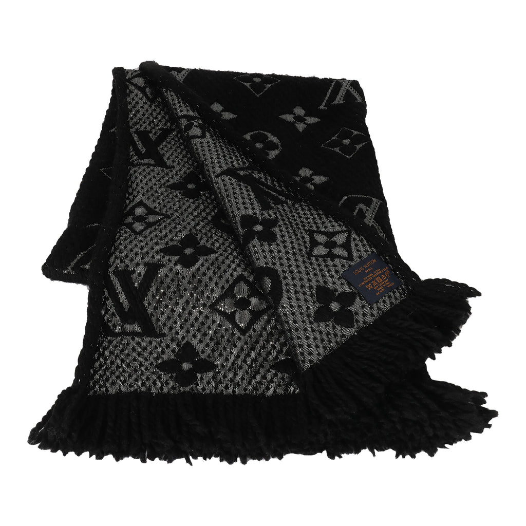 Louis Vuitton Louis Vuitton Black Silver Logomania Shine Scarf