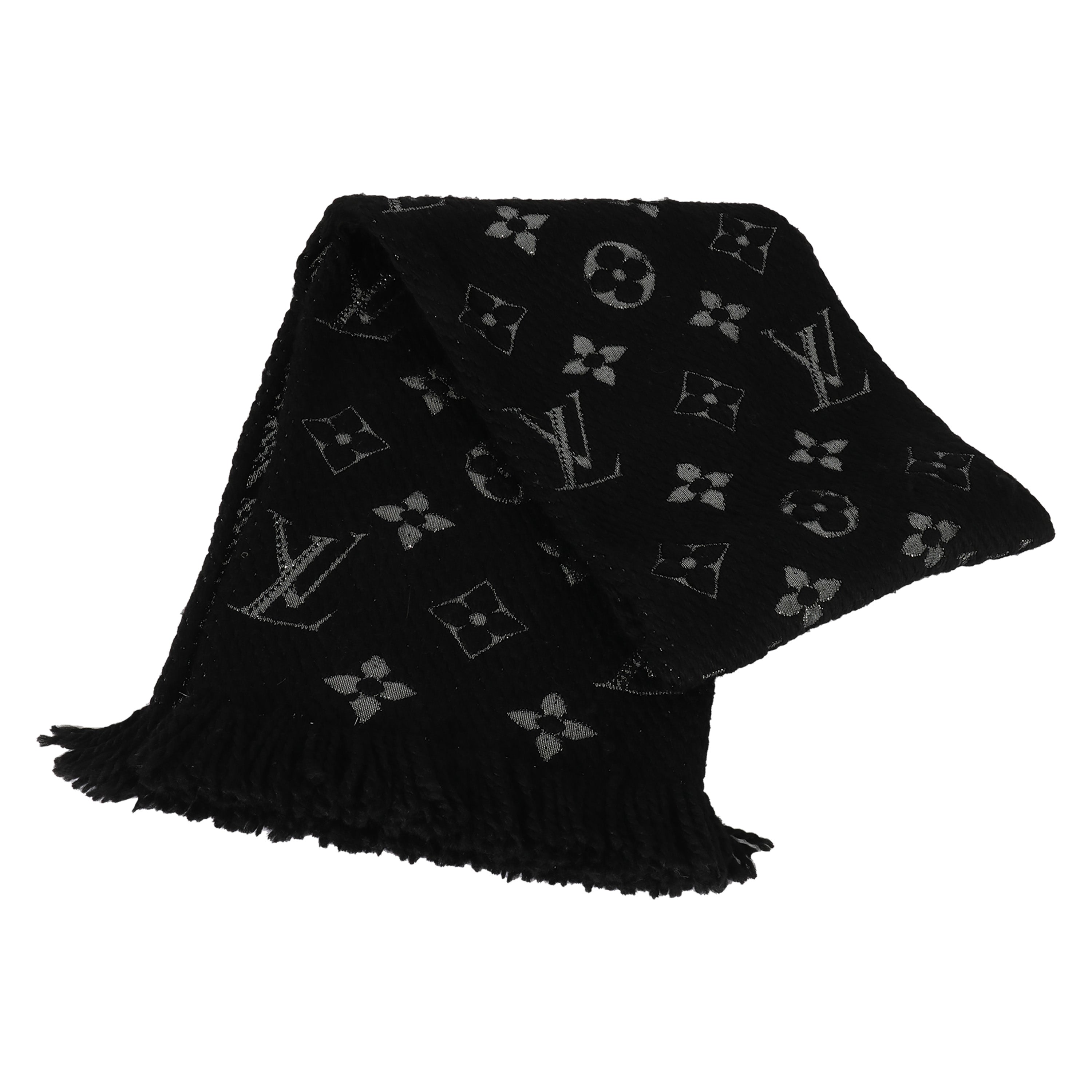 Louis Vuitton Louis Vuitton Black Silver Logomania Shine Scarf