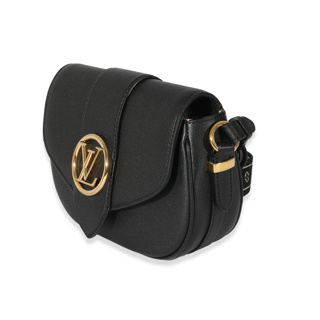 Louis Vuitton Louis Vuitton Black Grained Calfskin LV Pont 9 Soft MM
