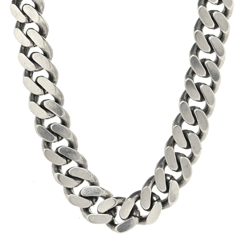 Saint Laurent Metal Curb Chain Necklace Oxidized Silver
