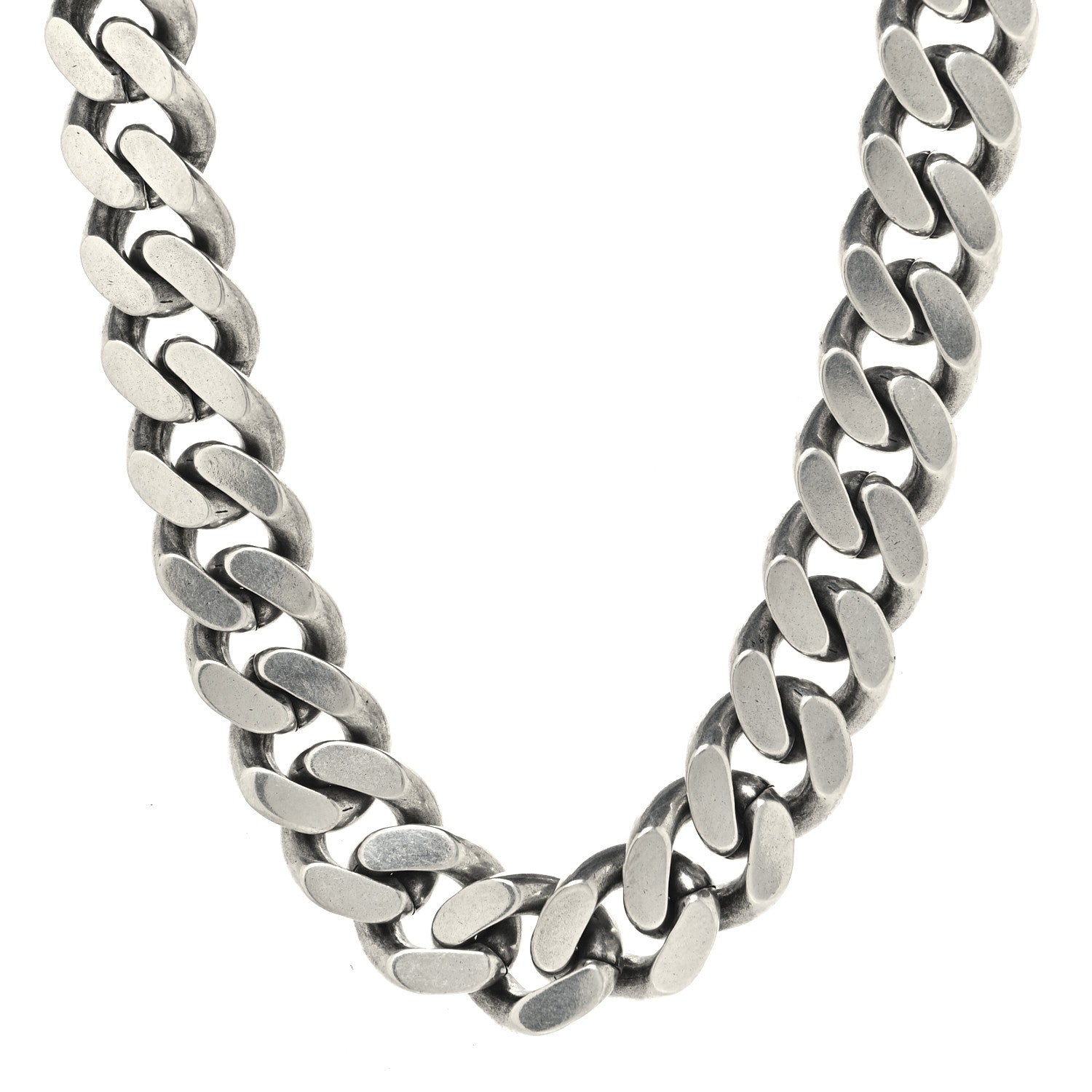 Saint Laurent Metal Curb Chain Necklace Oxidized Silver
