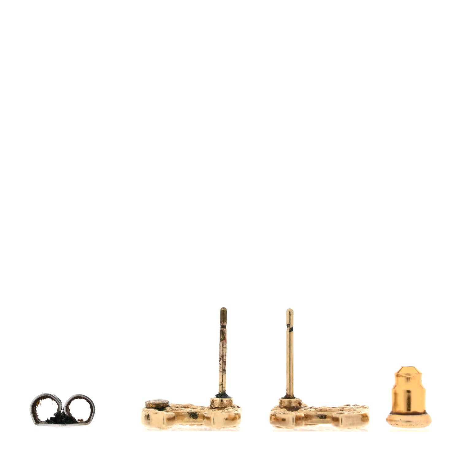 Chanel Metal Textured CC Earrings Gold
