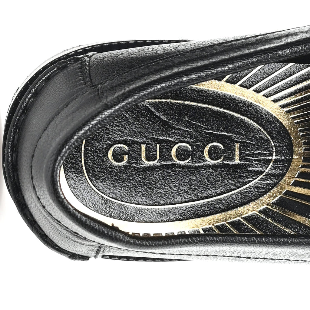 Gucci Goatskin Womens Logo 15mm Loafers 35.5 Black