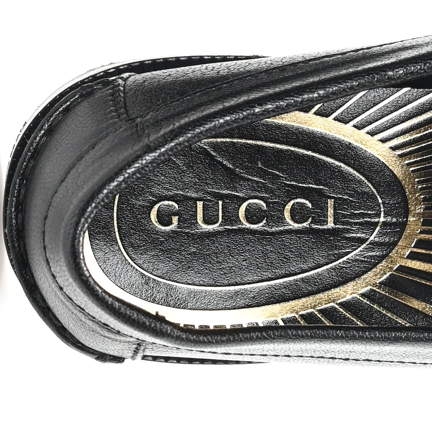 Gucci Goatskin Womens Logo 15mm Loafers 35.5 Black