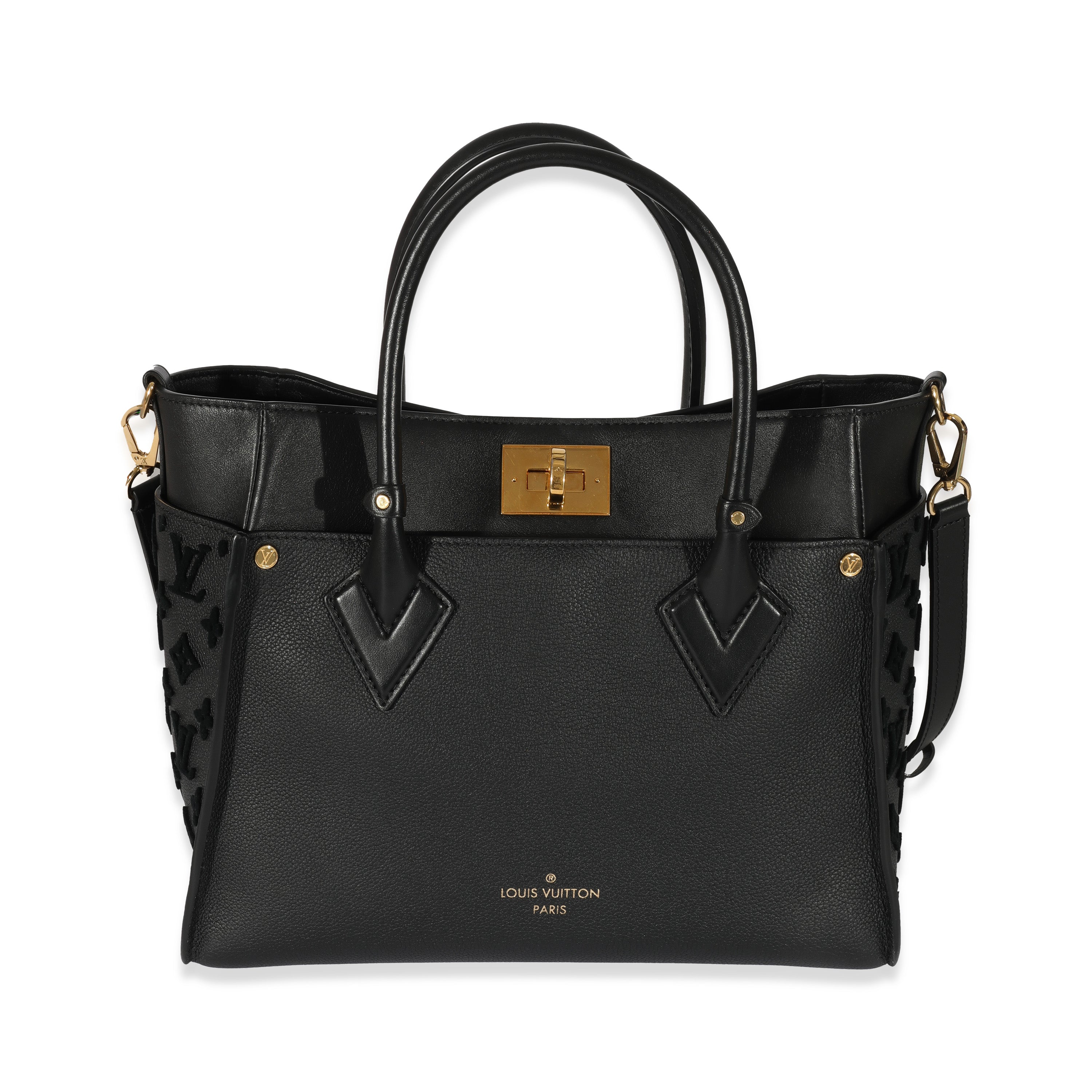 Louis Vuitton Louis Vuitton Black Calfskin On My Side MM