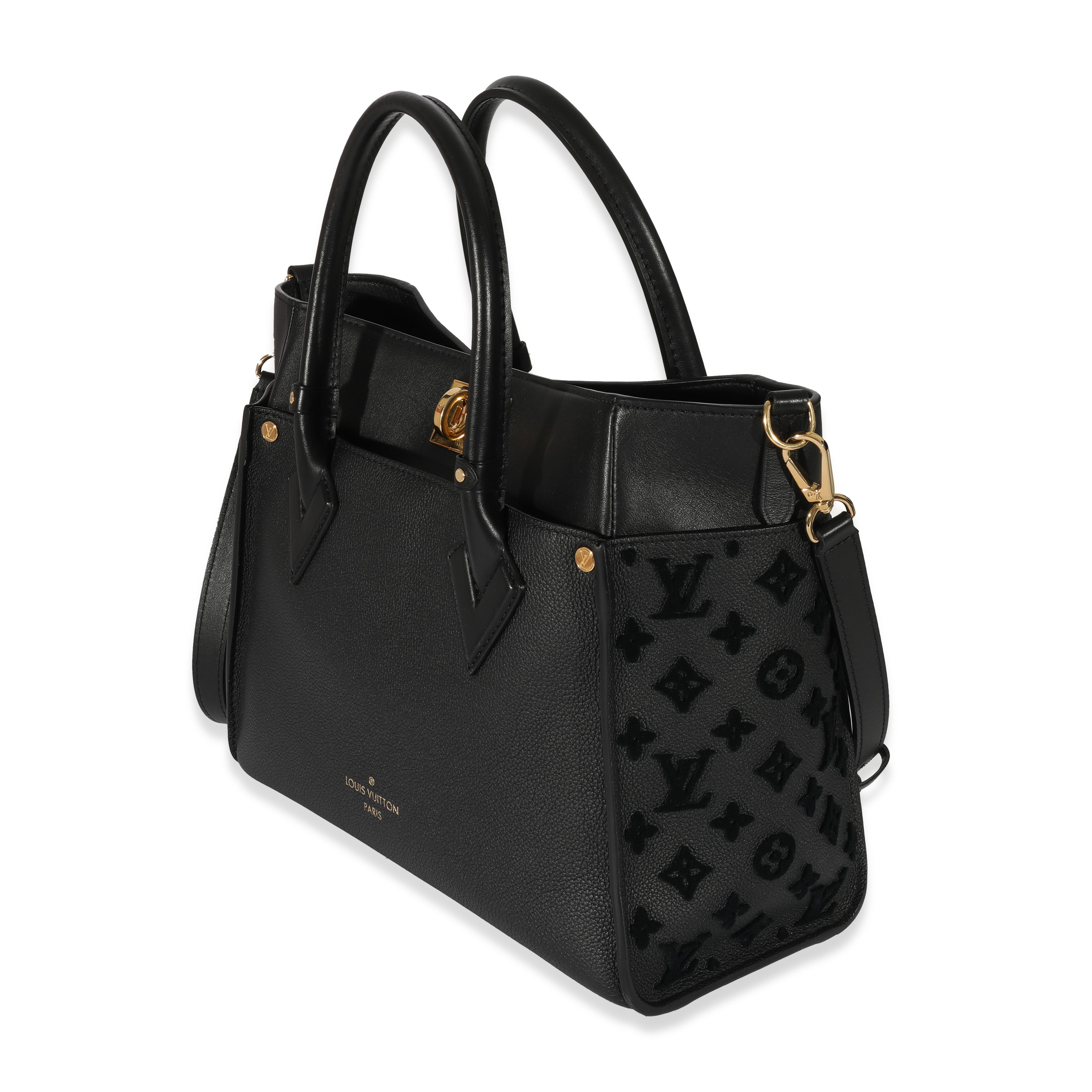 Louis Vuitton Louis Vuitton Black Calfskin On My Side MM