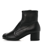 Chanel Stretch Lambskin Cap Toe CC Short Boots 36.5 Black
