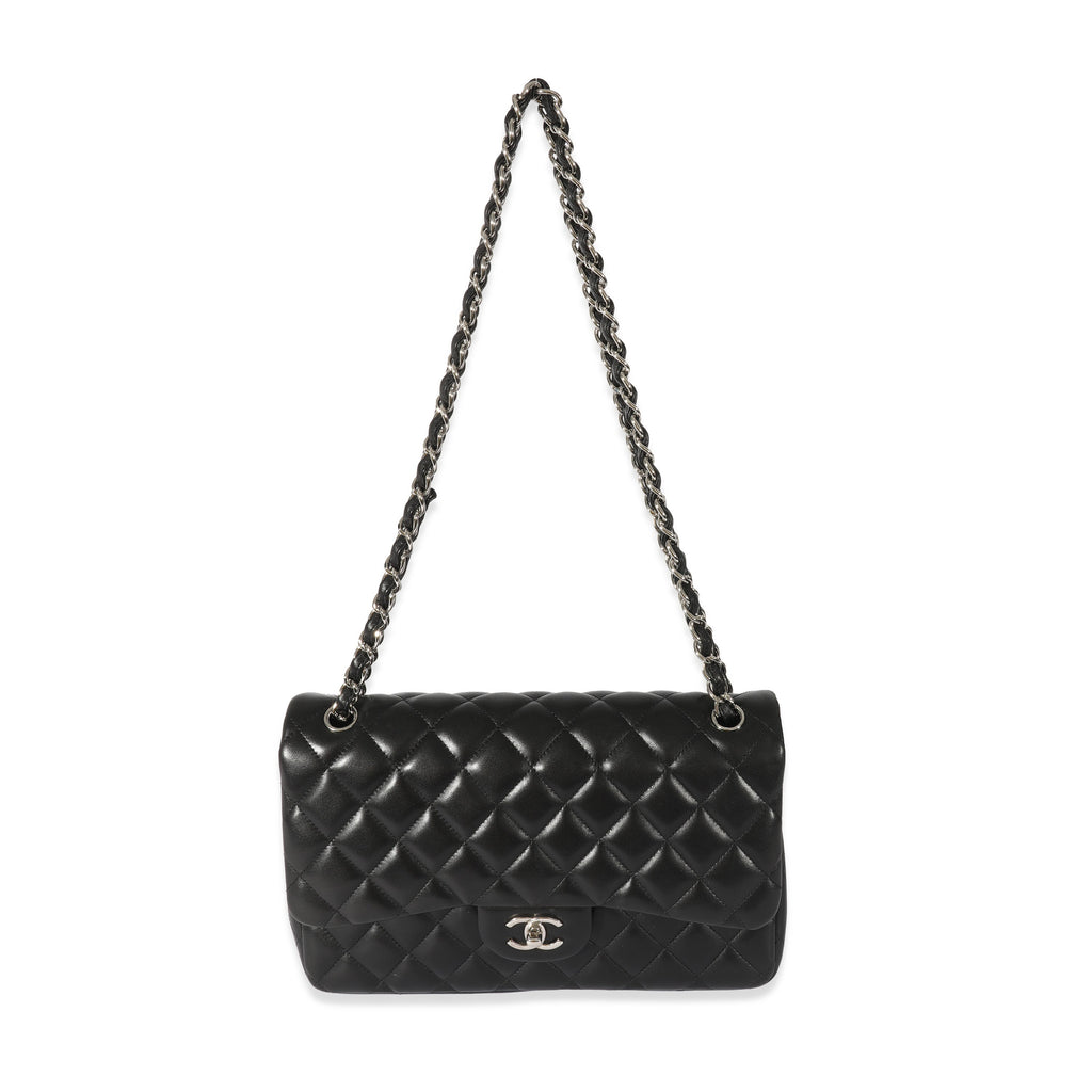 Chanel Black Quilted Lambskin Jumbo Classic Double Flap