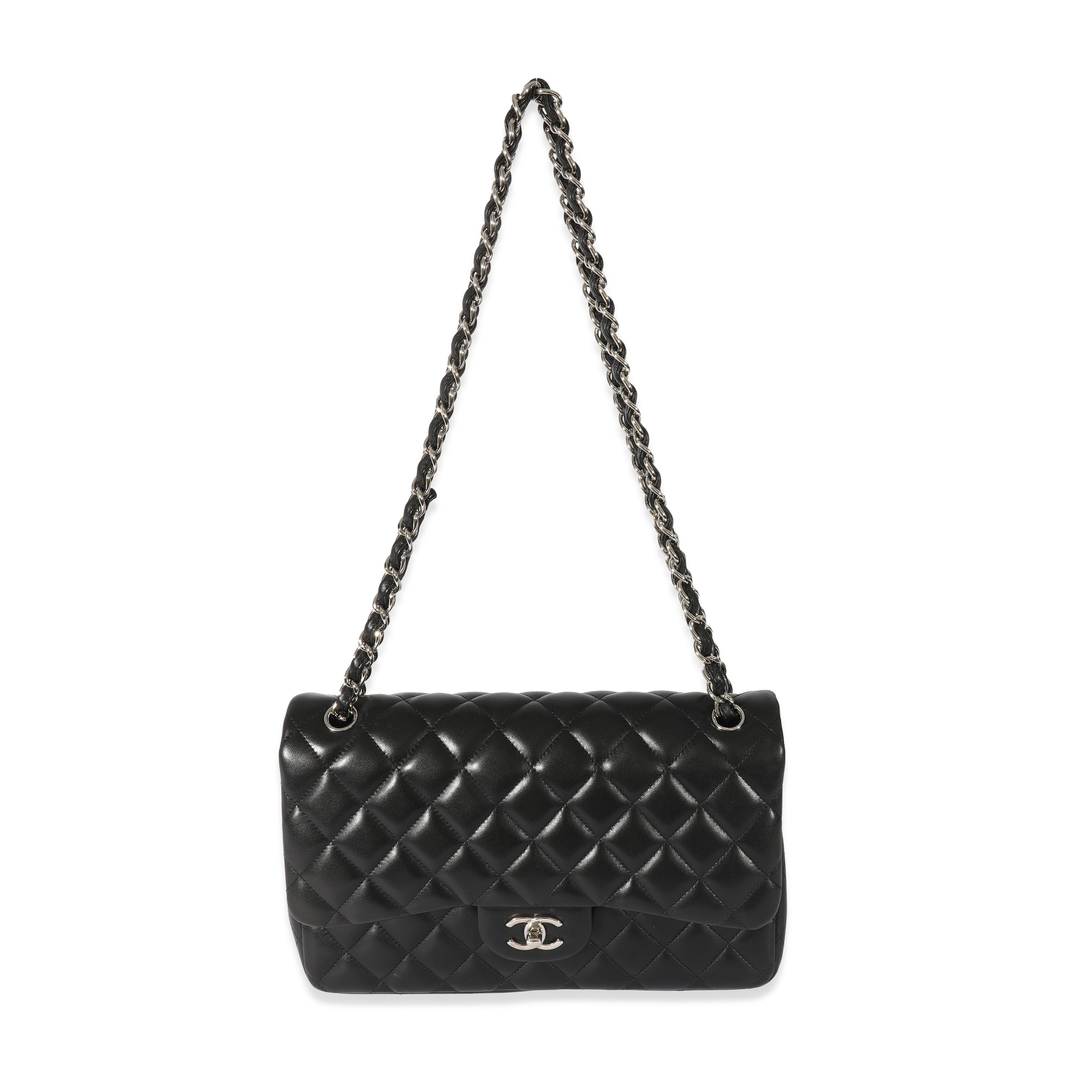 Chanel Black Quilted Lambskin Jumbo Classic Double Flap