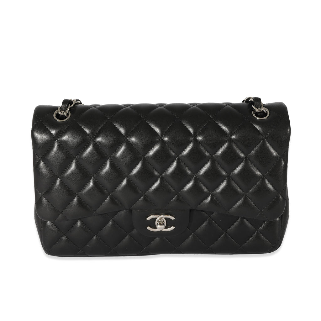 Chanel Black Quilted Lambskin Jumbo Classic Double Flap