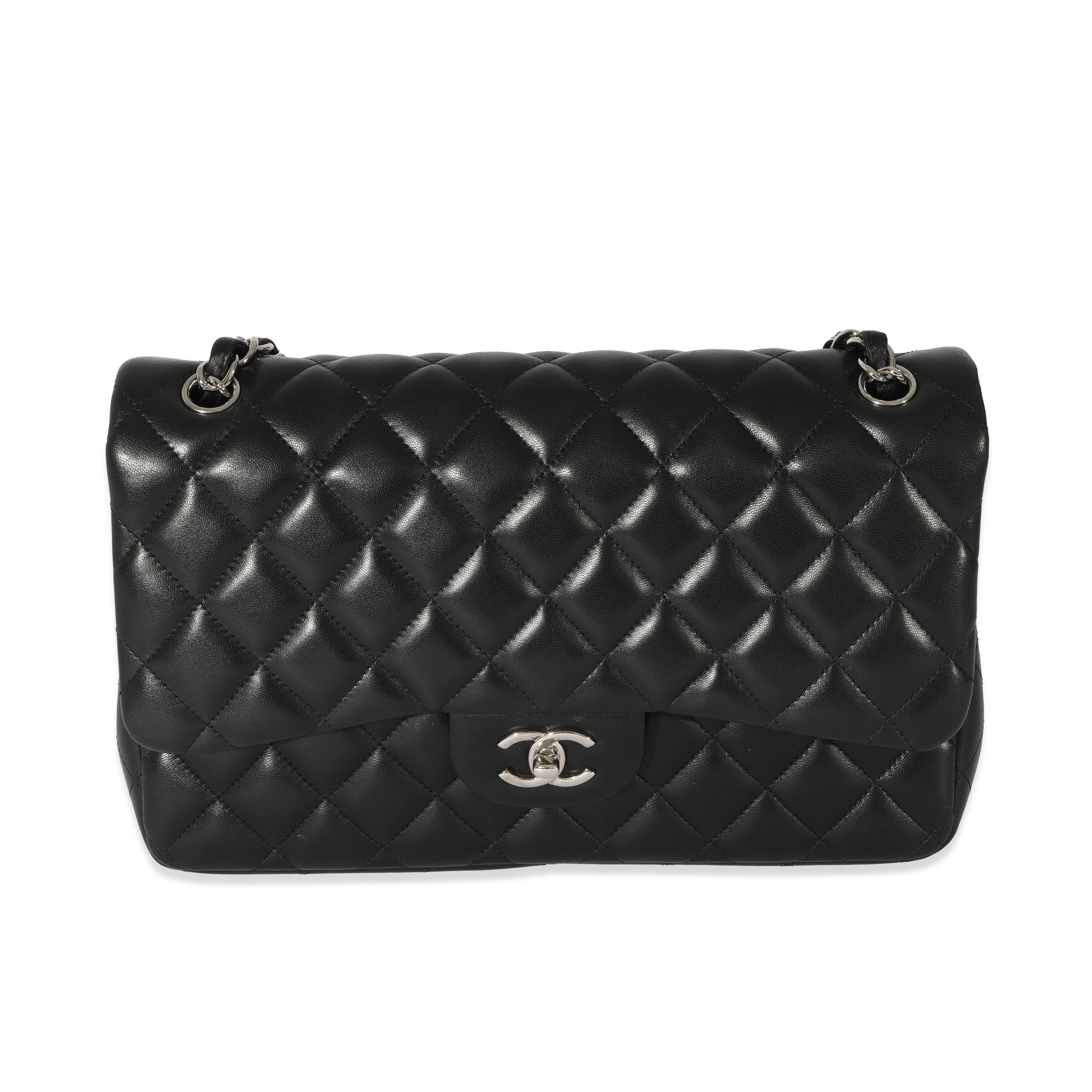 Chanel Black Quilted Lambskin Jumbo Classic Double Flap
