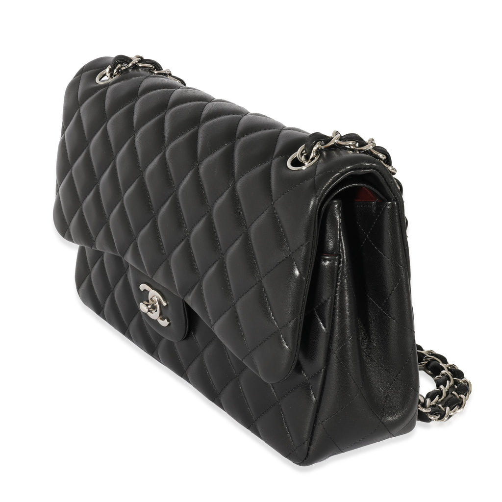 Chanel Black Quilted Lambskin Jumbo Classic Double Flap