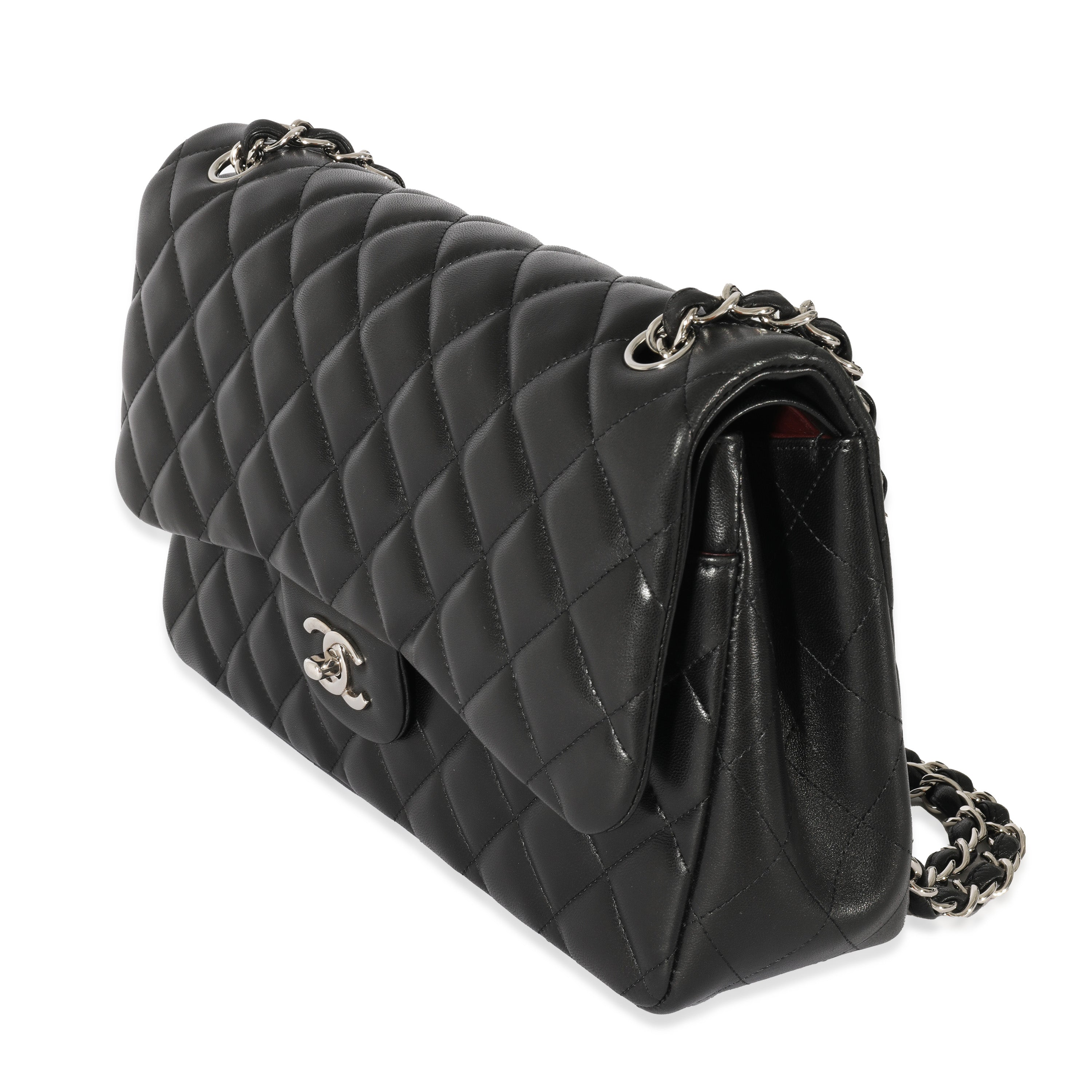 Chanel Black Quilted Lambskin Jumbo Classic Double Flap