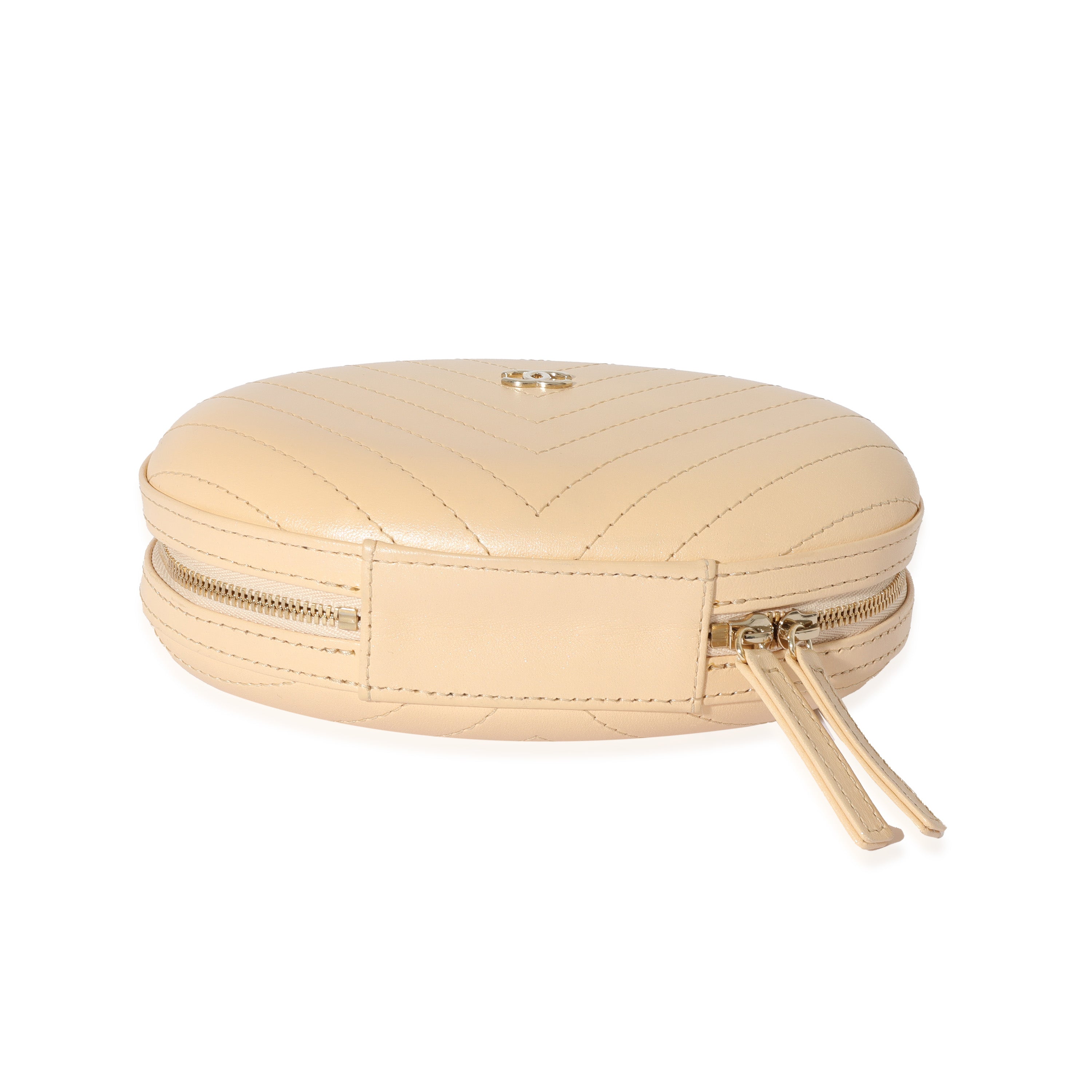Chanel Beige Chevron Leather City Evening Box Bag