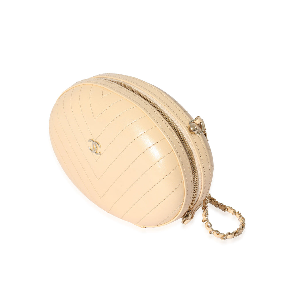 Chanel Beige Chevron Leather City Evening Box Bag