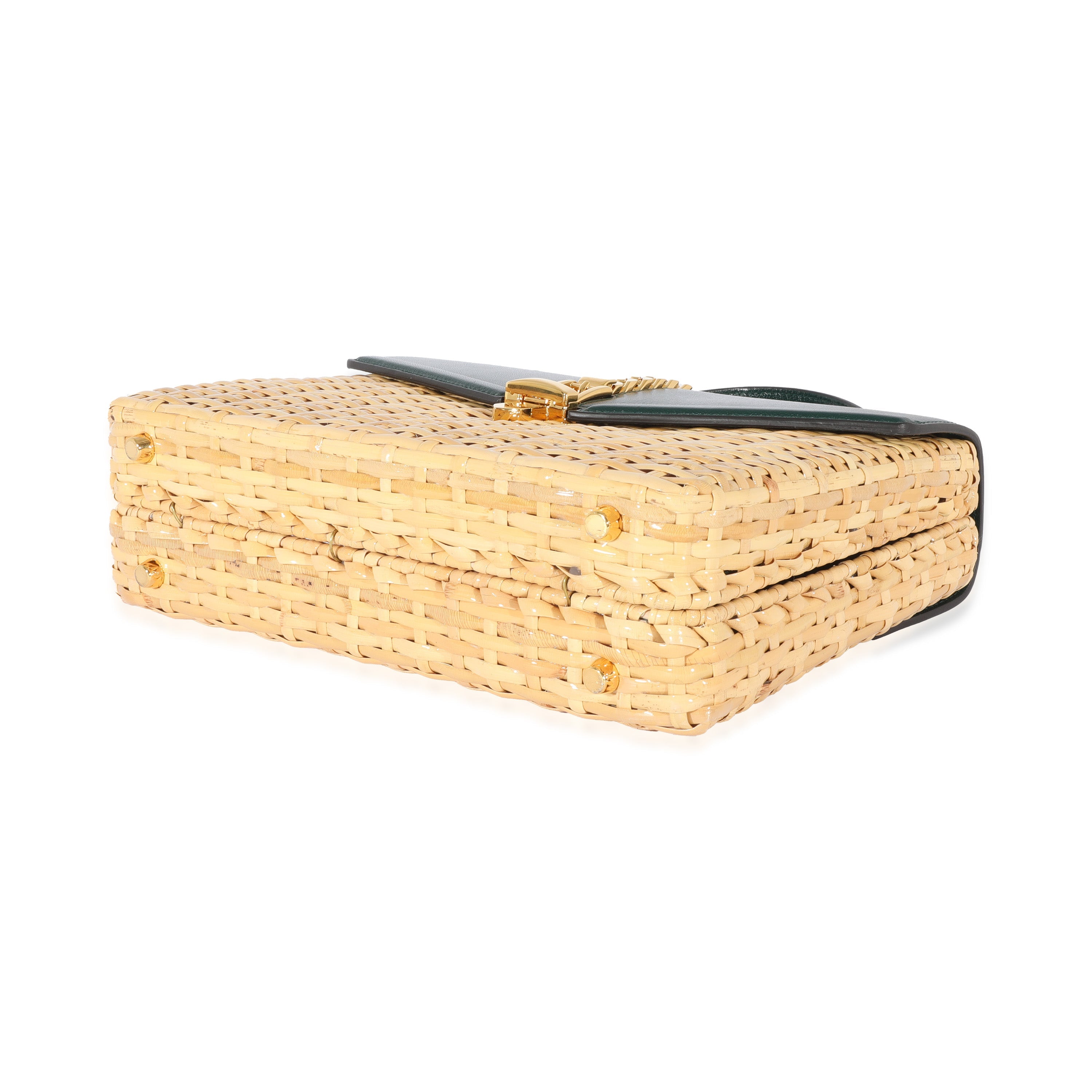Gucci Small Sylvie Wicker Top Handle Bag