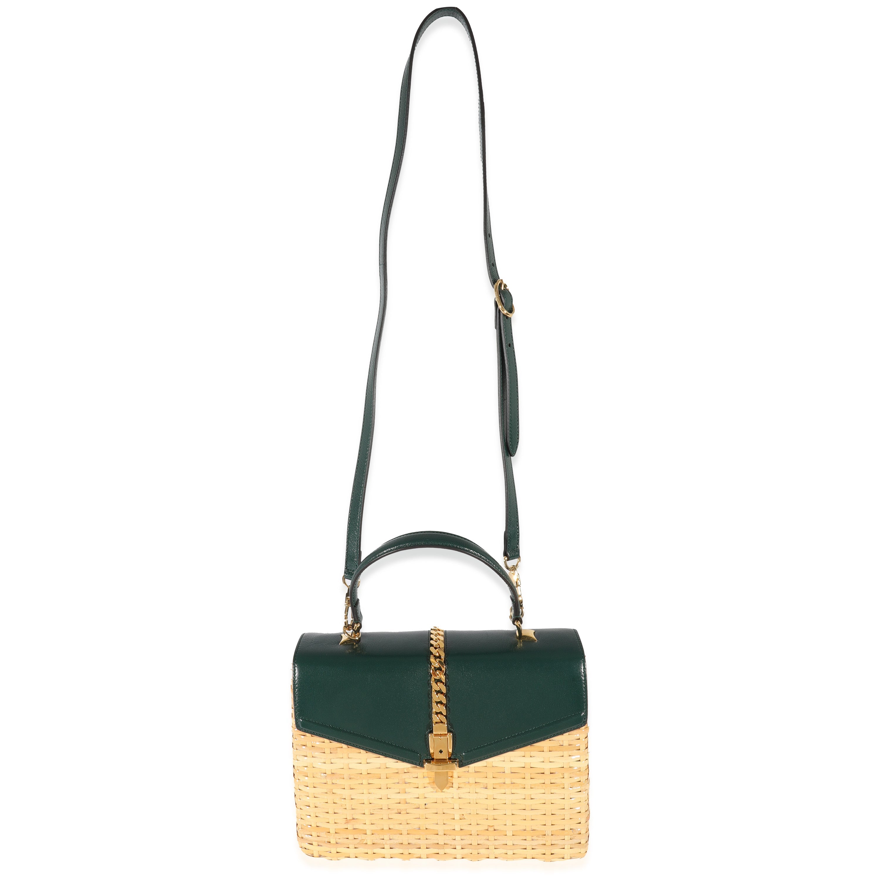 Gucci Small Sylvie Wicker Top Handle Bag