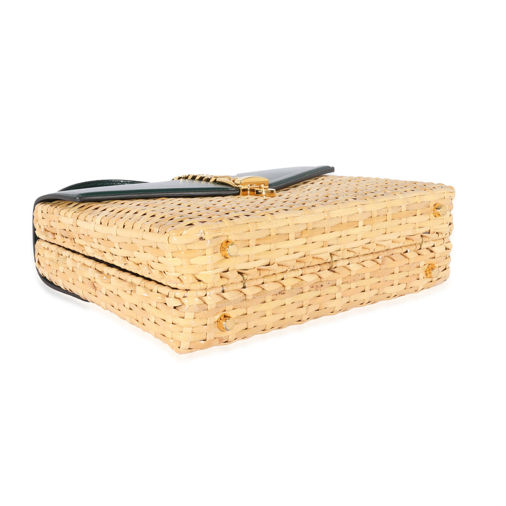 Gucci Small Sylvie Wicker Top Handle Bag