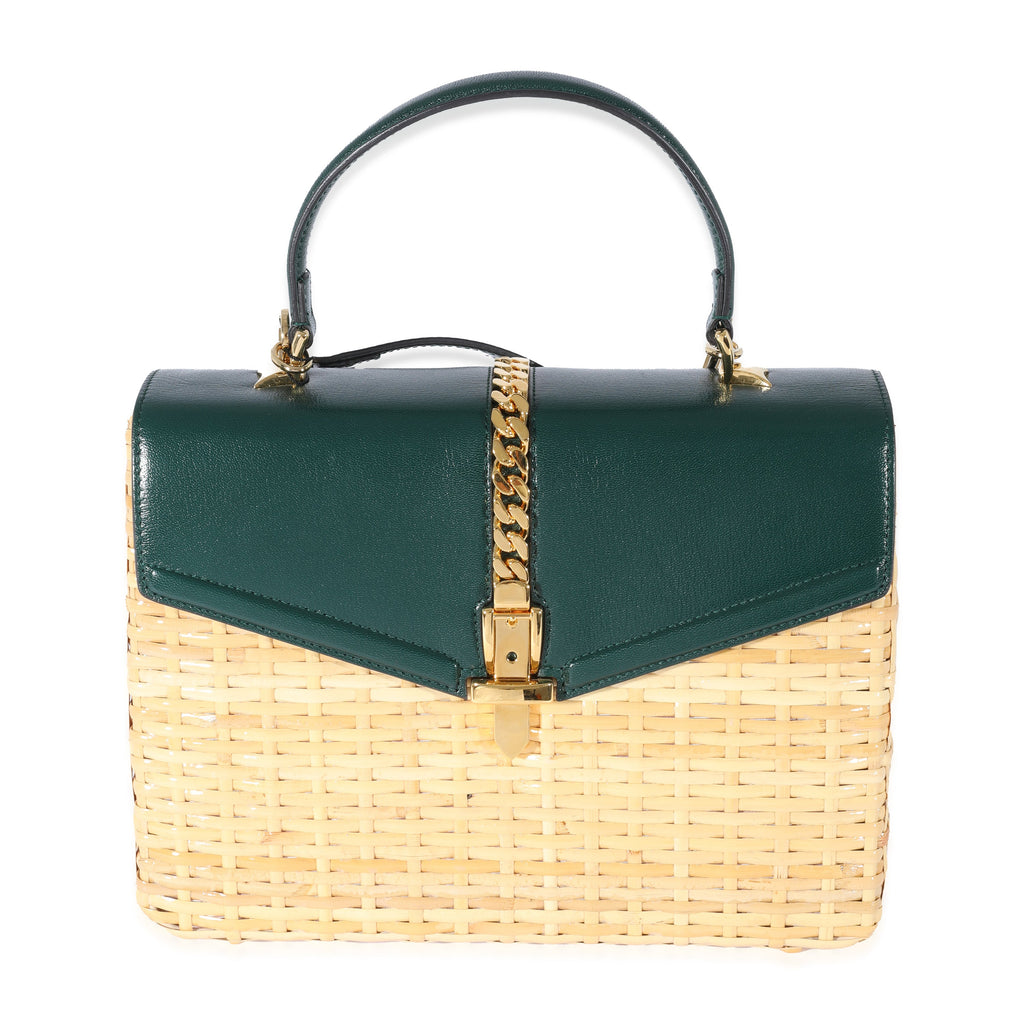 Gucci Small Sylvie Wicker Top Handle Bag