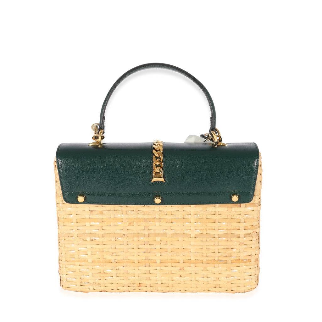 Gucci Small Sylvie Wicker Top Handle Bag