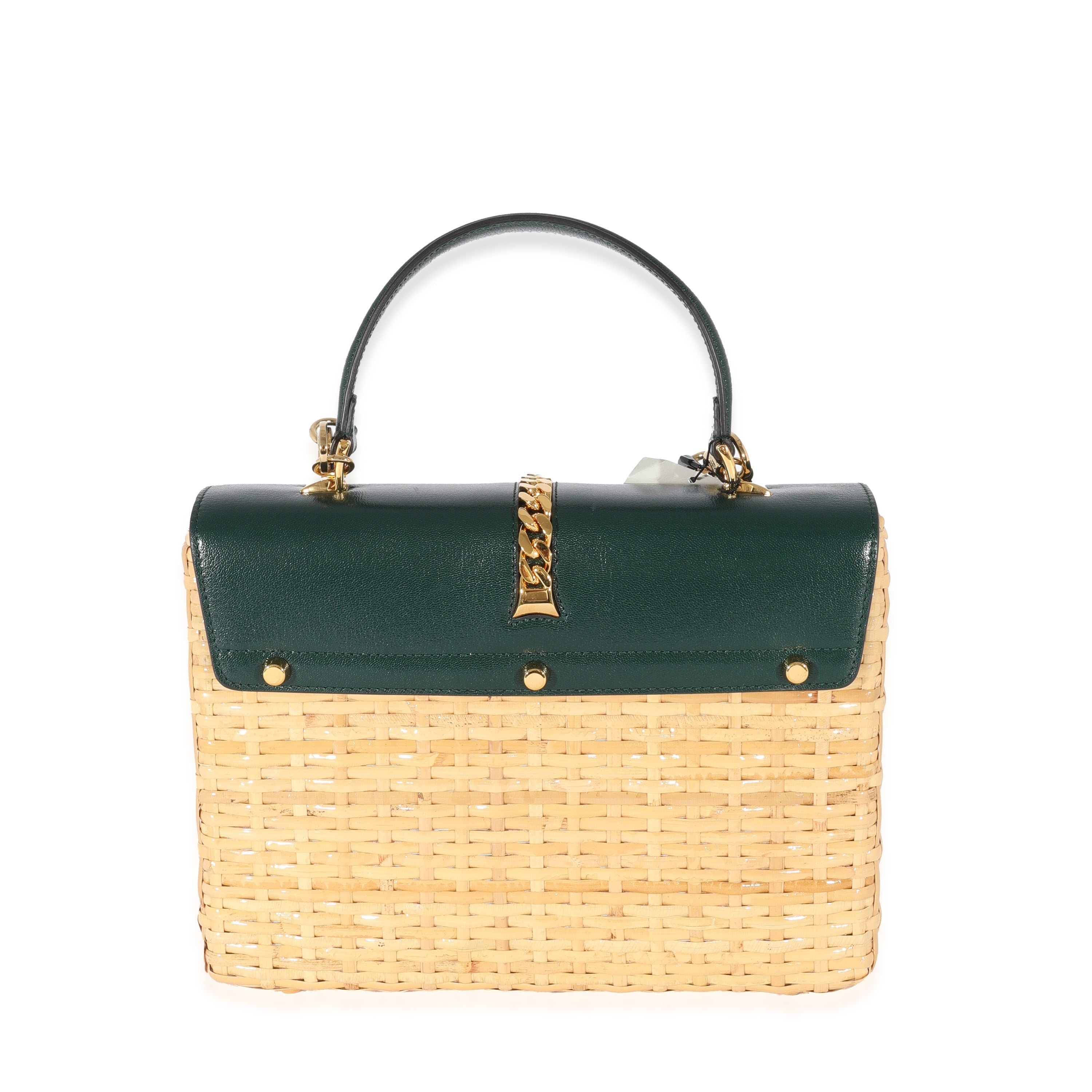 Gucci Small Sylvie Wicker Top Handle Bag
