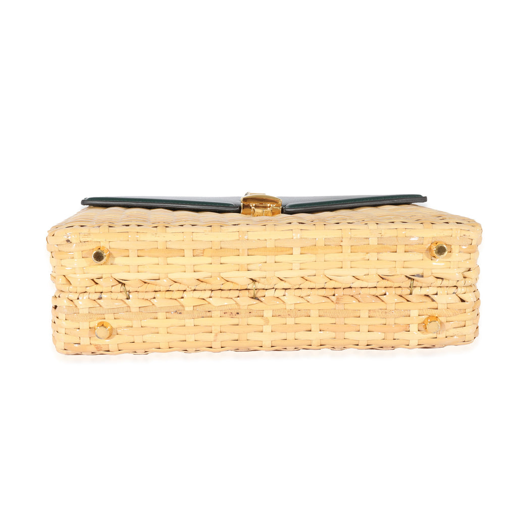 Gucci Small Sylvie Wicker Top Handle Bag
