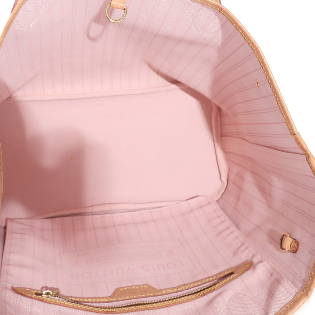 Louis Vuitton Louis Vuitton Canvas Damier Azur Rose Ballerine Neverfull MM