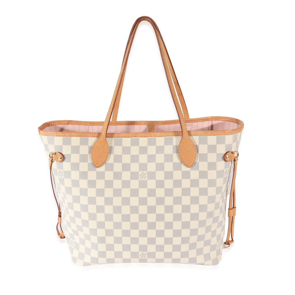 Louis Vuitton Louis Vuitton Canvas Damier Azur Rose Ballerine Neverfull MM