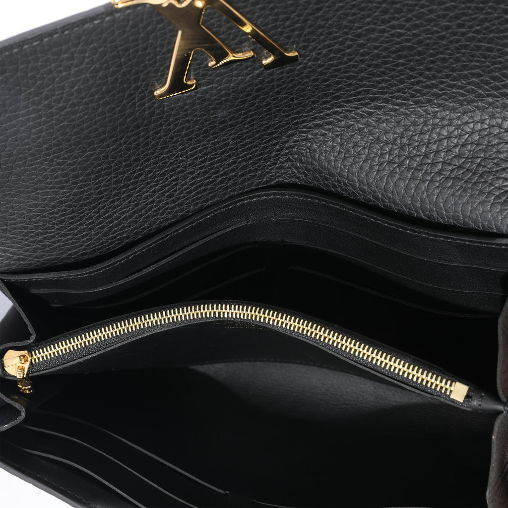Louis Vuitton Louis Vuitton Black Leather Capucines Wallet