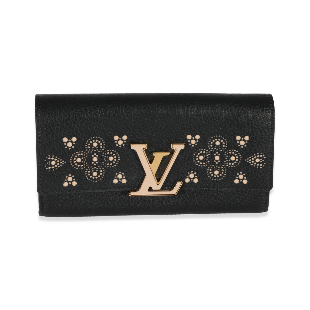 Louis Vuitton Louis Vuitton Black Leather Capucines Wallet