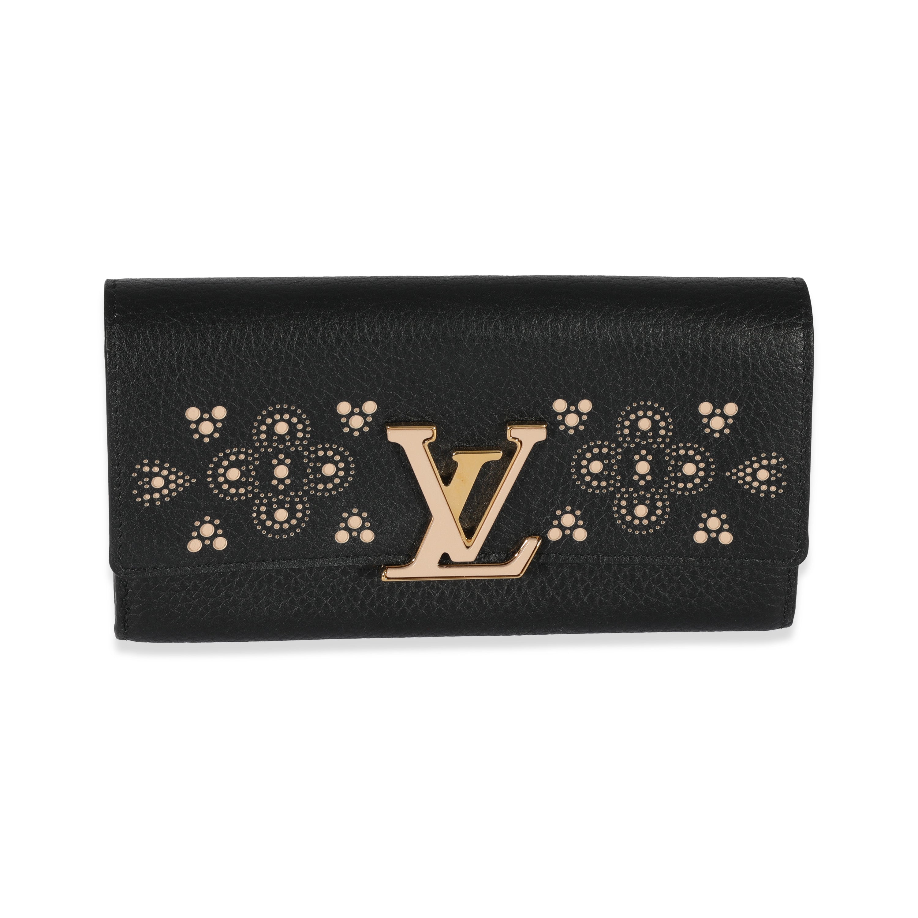 Louis Vuitton Louis Vuitton Black Leather Capucines Wallet