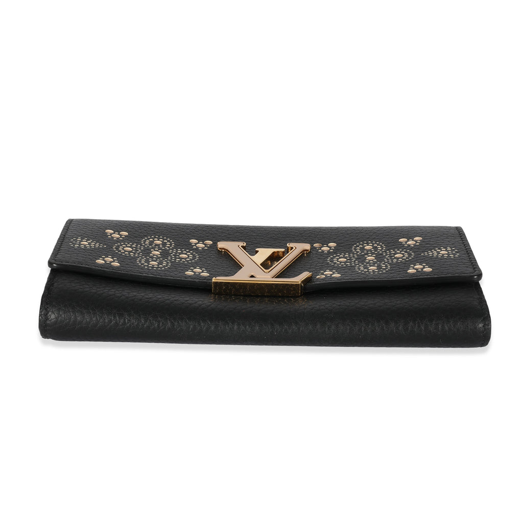 Louis Vuitton Louis Vuitton Black Leather Capucines Wallet