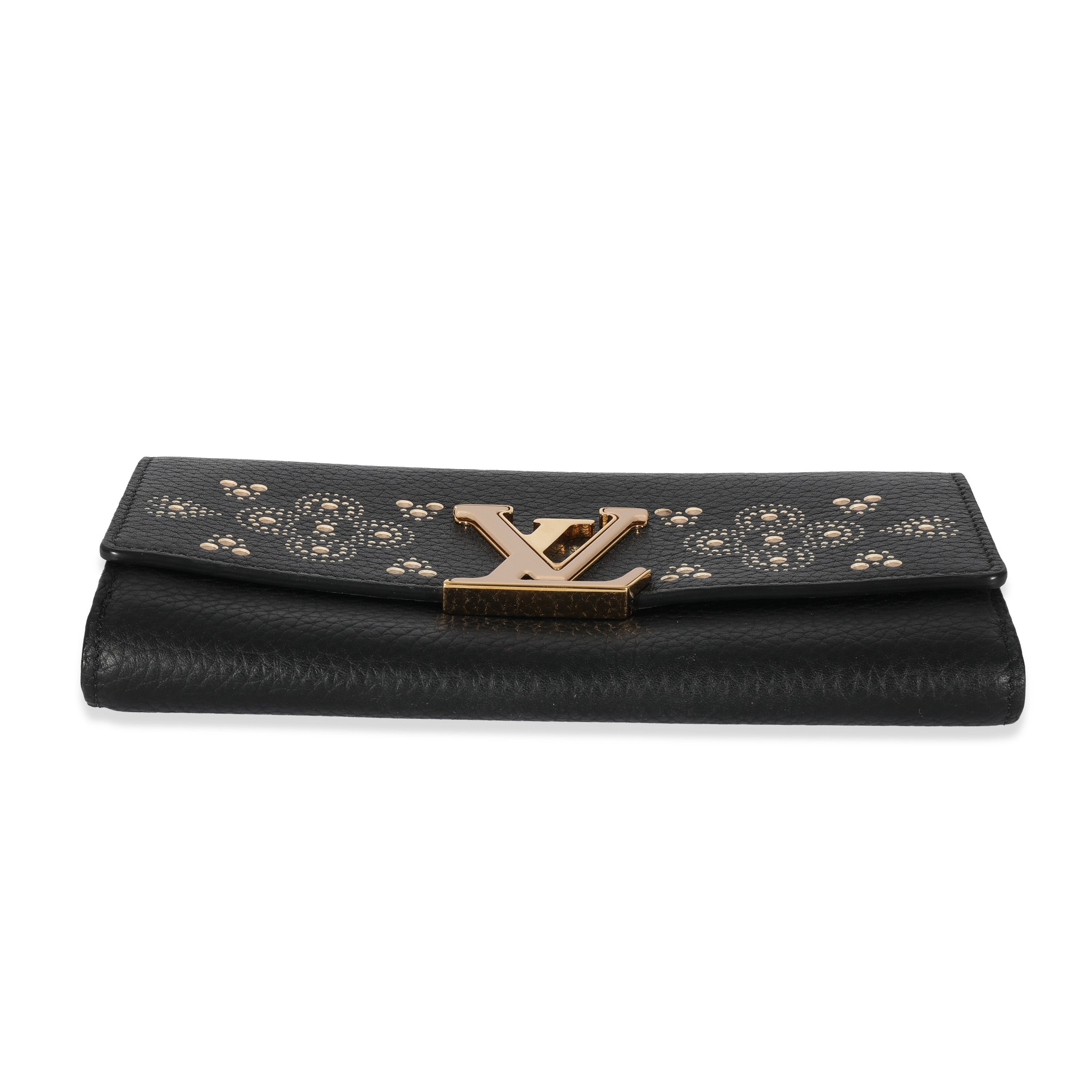 Louis Vuitton Louis Vuitton Black Leather Capucines Wallet