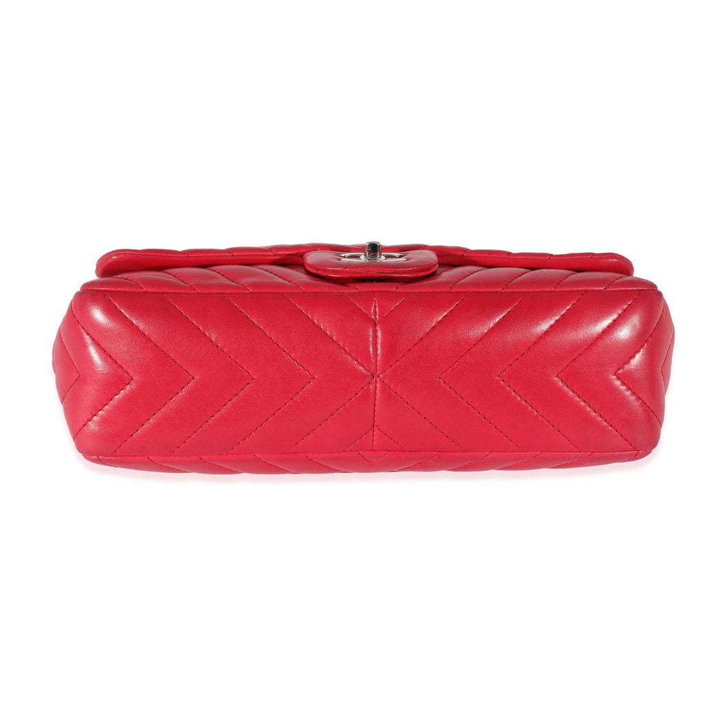 Chanel Pink Lambskin Chevron Jumbo Single Flap Bag