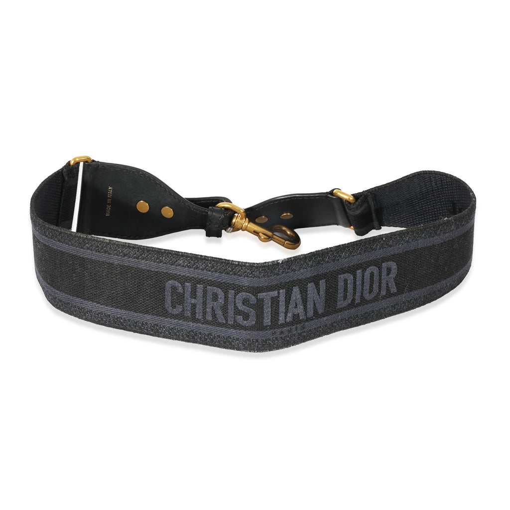 Christian Dior Navy Canvas Logo Embroidered Strap