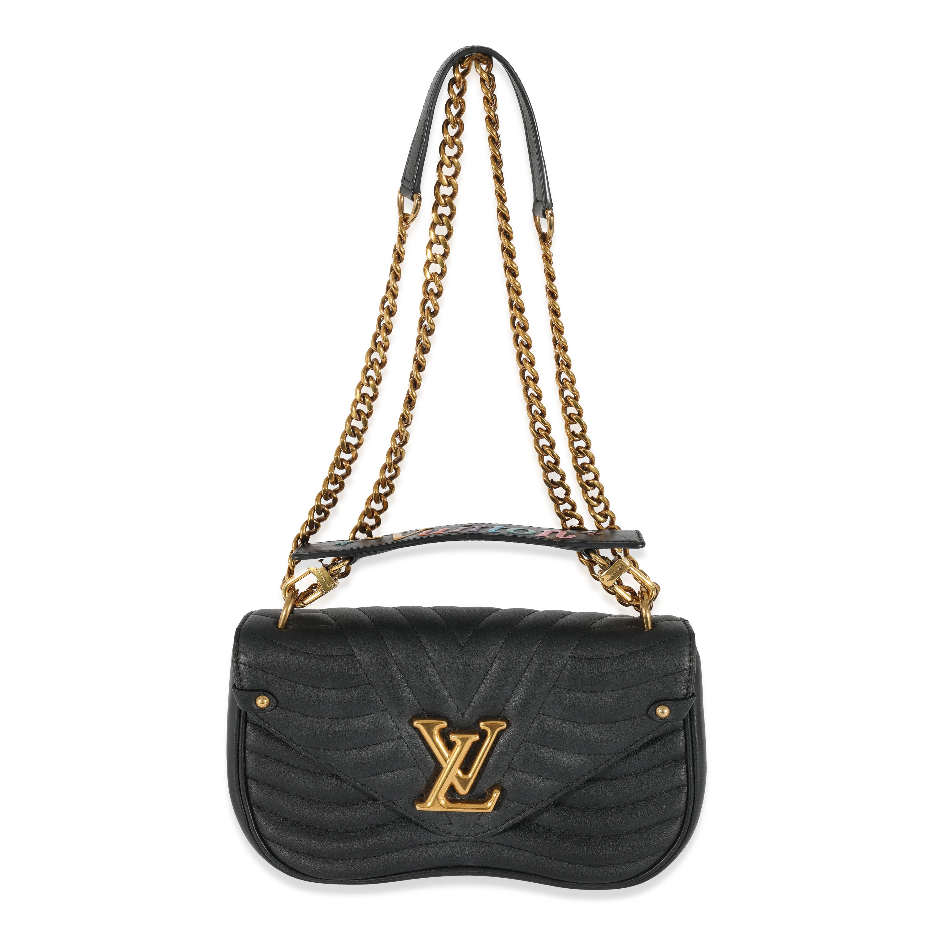 Louis Vuitton Louis Vuitton Black Leather New Wave Chain Bag MM