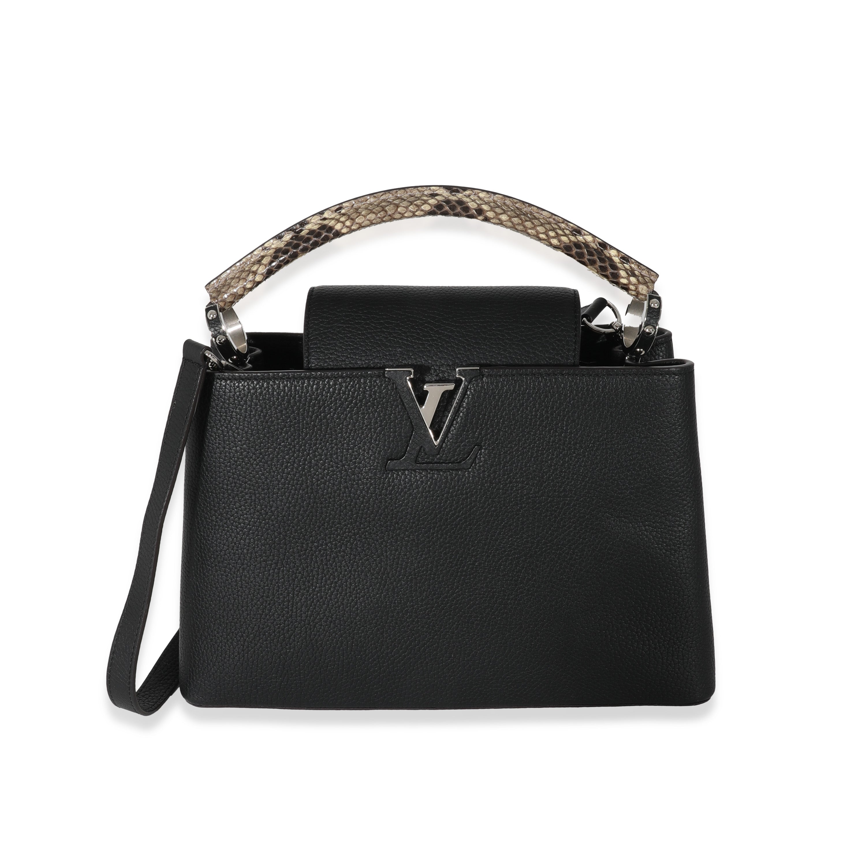Louis Vuitton Louis Vuitton Black Taurillon Python Capucines PM