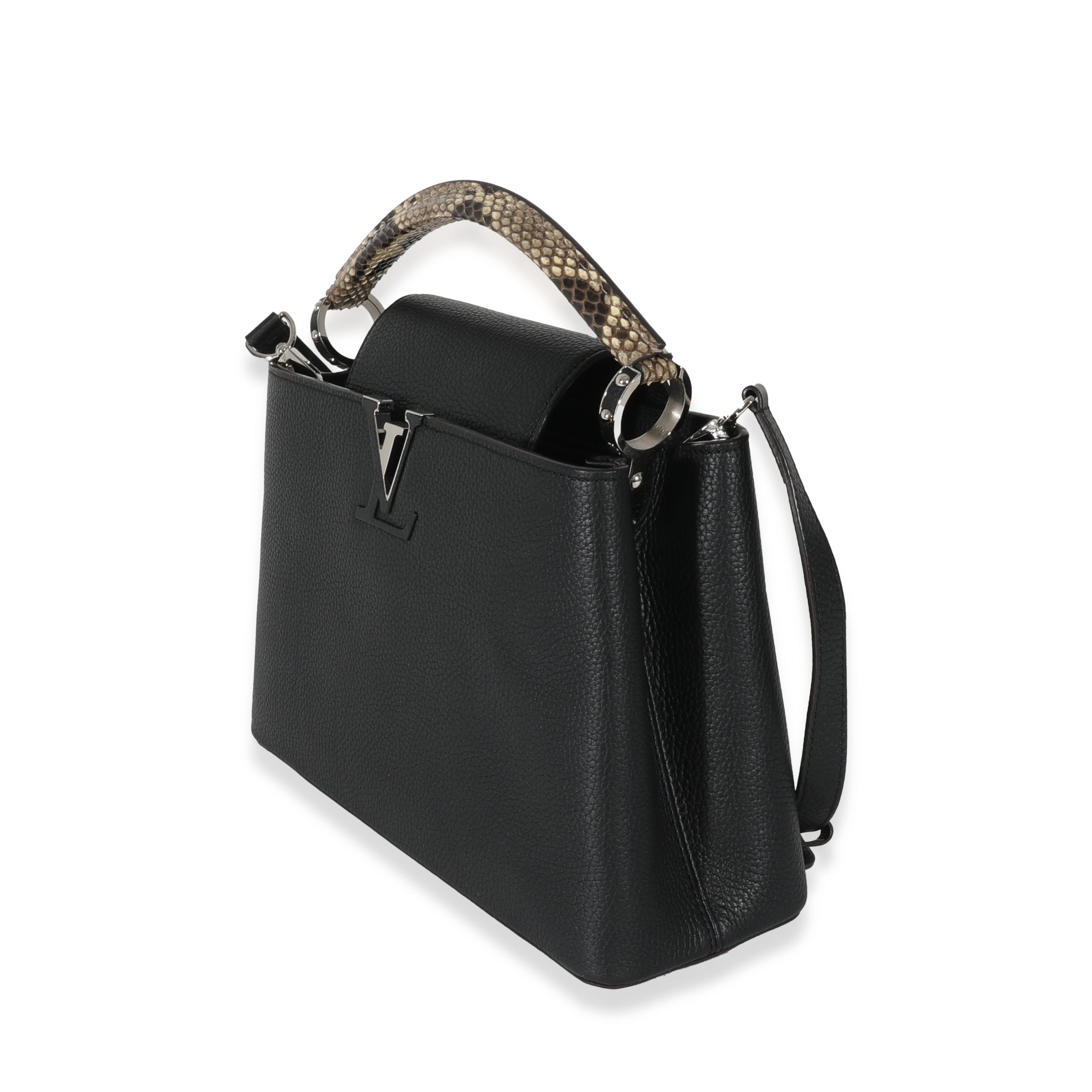 Louis Vuitton Louis Vuitton Black Taurillon Python Capucines PM