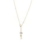 Christian Dior Crystal Pearl CD Shiny-D Tribal Long Necklace Gold