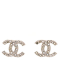 Chanel Crystal CC Earrings Silver