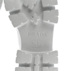 Prada Knit Rubber Triangle Logo Monolith 55mm Ankle Boots 38 Bianco