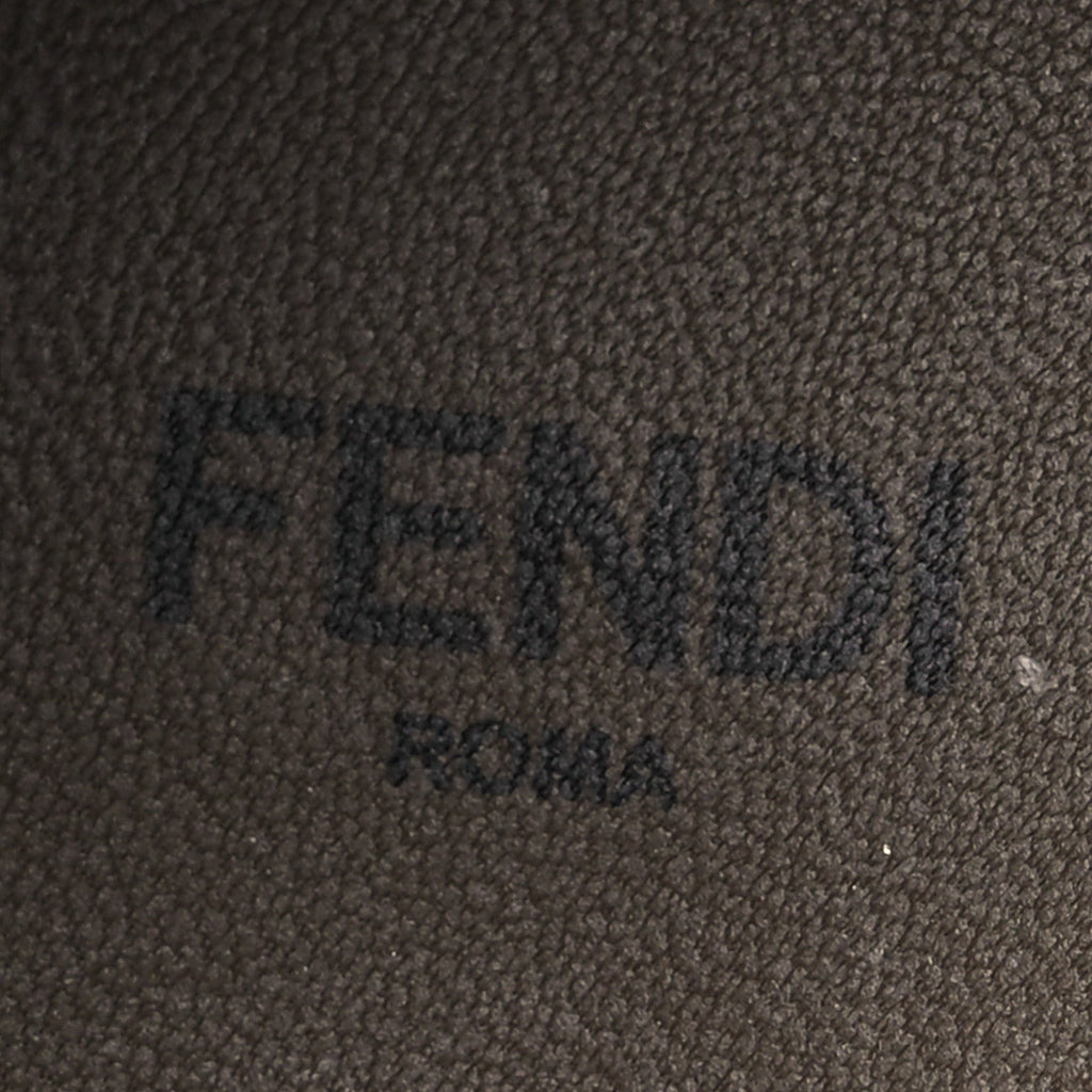 Fendi Fabric Jacquard Vitello FF Domino 50mm Biker Boots 38 Tobacco Black Sand